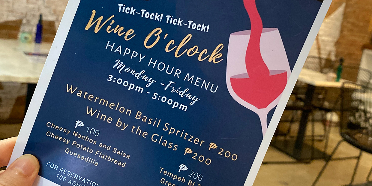 Wine O'clock Happy Hour Menu | The Wine Club Philippines